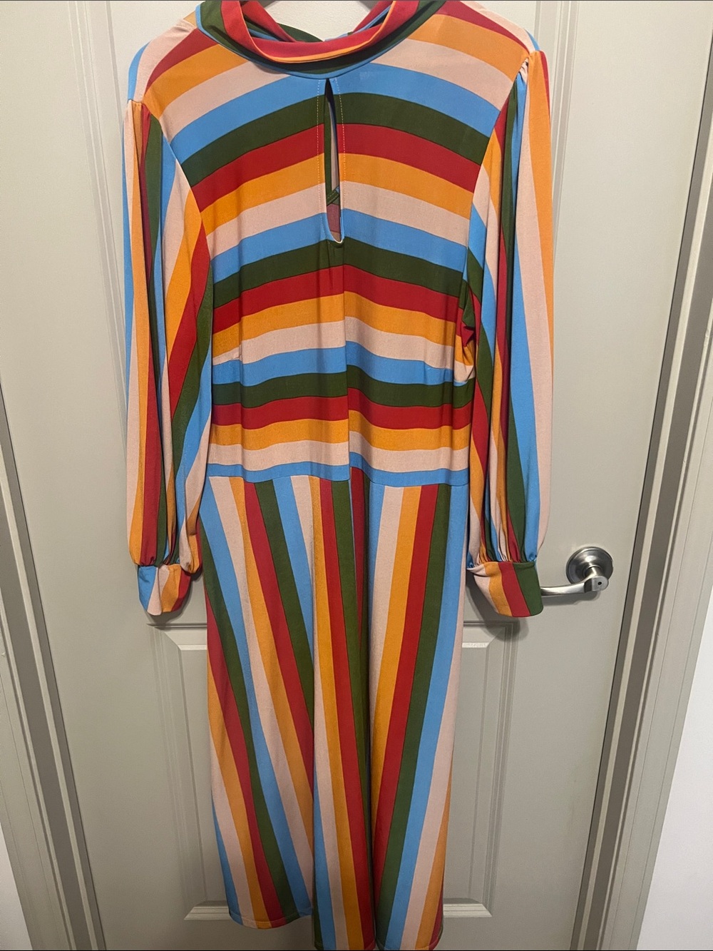 Eloquii Rainbow Stripe Maxi Dress with Tie Back - Picture 8 of 8